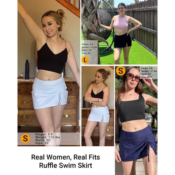 High Waisted Swim Skirt - 2025 Side Slit Drawstring Bathing Suit Skirt for Women - Picture 5 of 5